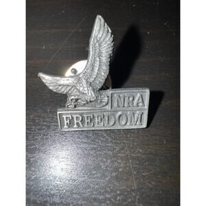 Vintage 1990s NRA Freedom Eagle Lapel Pin Pewter Tone